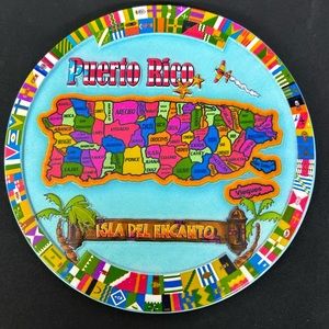 Resin Plaque with Puerto Rico Town. 7 1/2 in. Stand Included. Original packaging